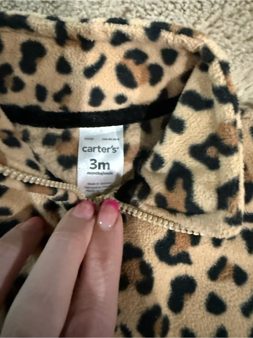 Baby 3M Leopard Print Fleece Vest - Tan Black